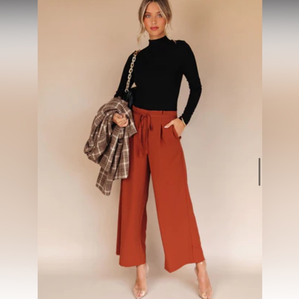 Vici dolls Danica Pocketed Wide Leg Pants - Camel NWT